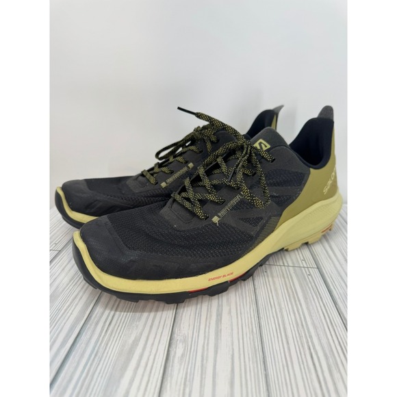 Salomon OUTpulse Trail Hiking Low Top Shoes Men's 13 Black Green Contragrip - Picture 1 of 9